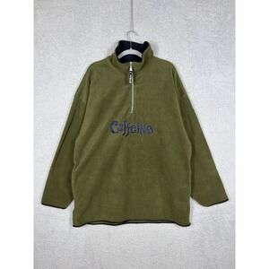 Rare Vintage Caffeine 1/4 Zip Fleece Pullover Olive Green Skate Y2K Men's XL